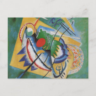 Kandinsky Red Oval Abstract Artwork Green Yellow Postcard