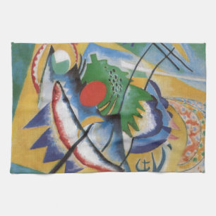 Kandinsky Red Oval Abstract Artwork Green Yellow Tea Towel
