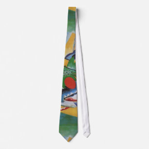 Kandinsky Red Oval Abstract Painting Green Yellow Tie