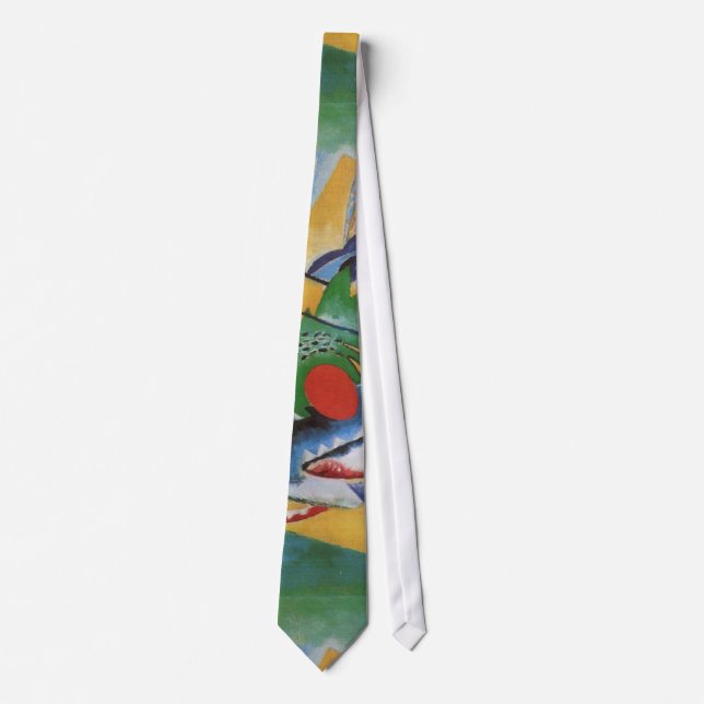 Kandinsky Red Oval Abstract Painting Green Yellow Tie (Front)
