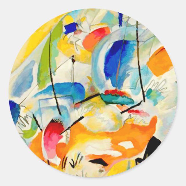 Kandinsky Sea Battle Painting 1913 Classic Round Sticker (Front)
