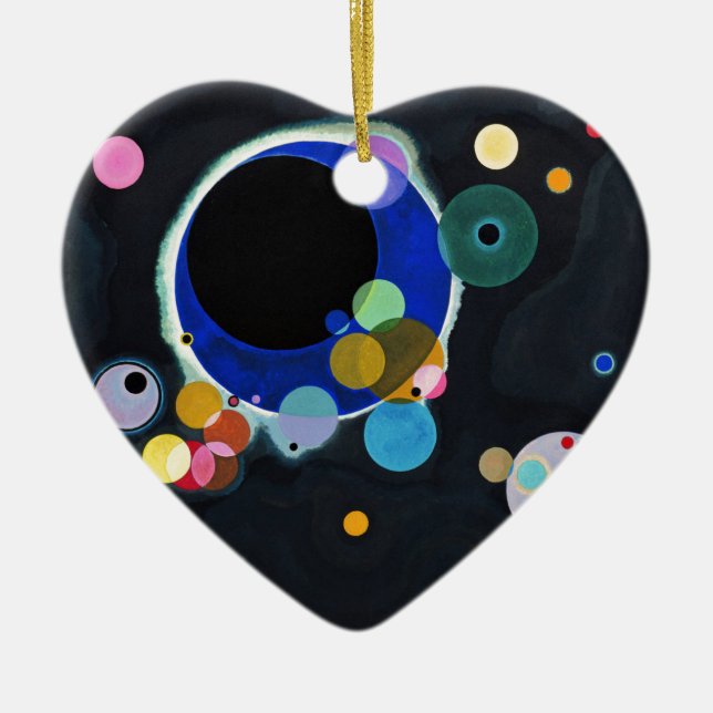 Kandinsky Several Circles Abstract Ceramic Tree Decoration (Front)