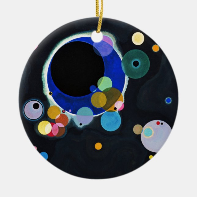 Kandinsky Several Circles Abstract Ceramic Tree Decoration (Front)
