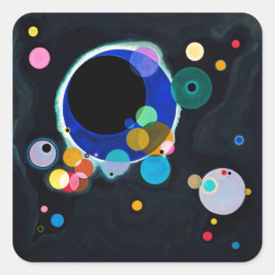 Kandinsky Several Circles Abstract Square Sticker