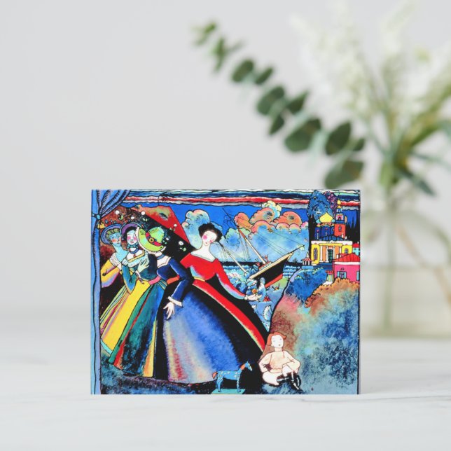 Kandinsky - Ship, colourful painting Postcard (Standing Front)