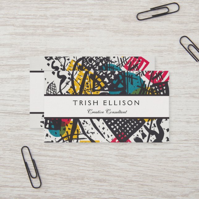 Kandinsky Small Worlds V Abstract Classic Business Card (Front/Back In Situ)