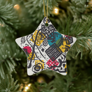 Kandinsky Small Worlds V Abstract Classic Ceramic Tree Decoration