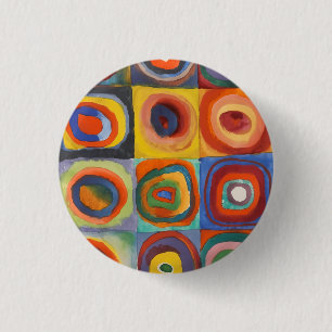 Kandinsky Squares Concentric Circles 3 Cm Round Badge