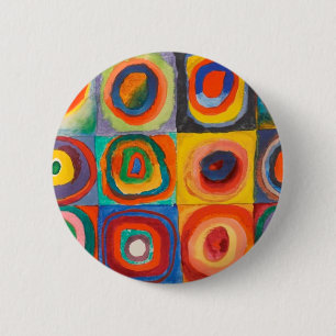 Kandinsky Squares Concentric Circles 6 Cm Round Badge
