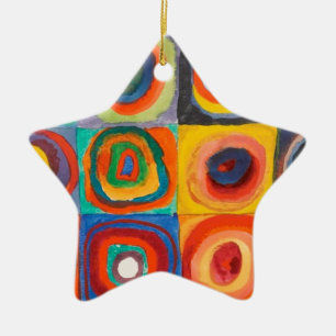 Kandinsky Squares Concentric Circles Ceramic Tree Decoration