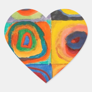 Kandinsky Squares Concentric Circles Heart Sticker