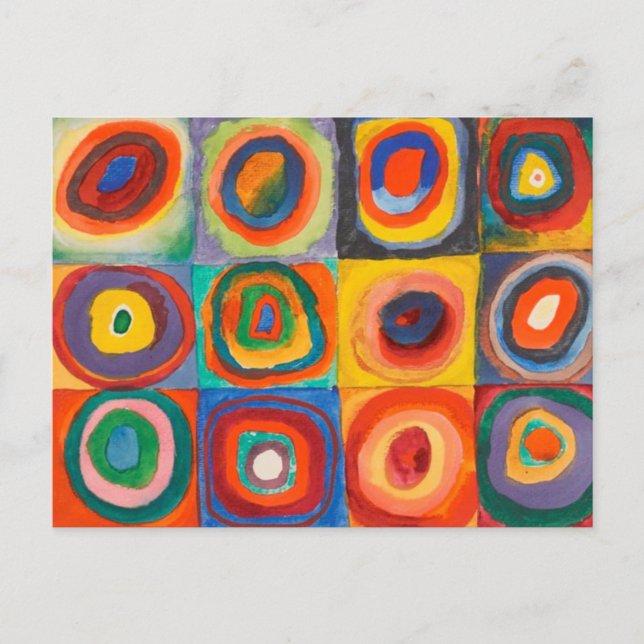 Kandinsky Squares Concentric Circles Holiday Postcard (Front)