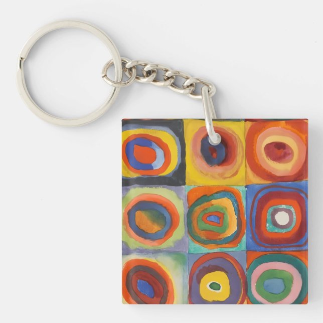Kandinsky Squares Concentric Circles Key Ring (Front)