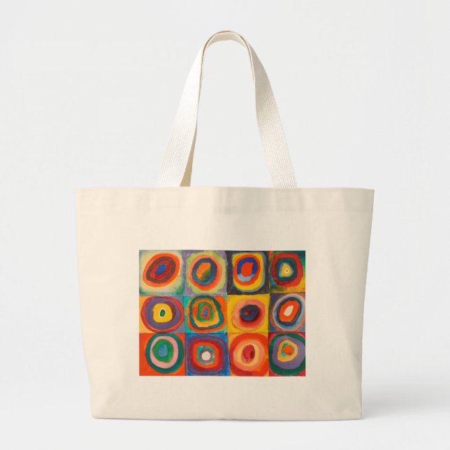 Kandinsky Squares Concentric Circles Large Tote Bag (Front)