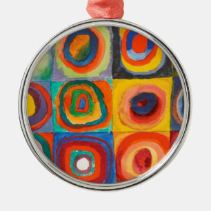 Kandinsky Squares Concentric Circles Metal Tree Decoration