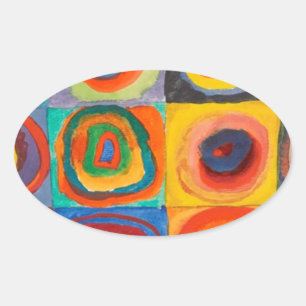Kandinsky Squares Concentric Circles Oval Sticker