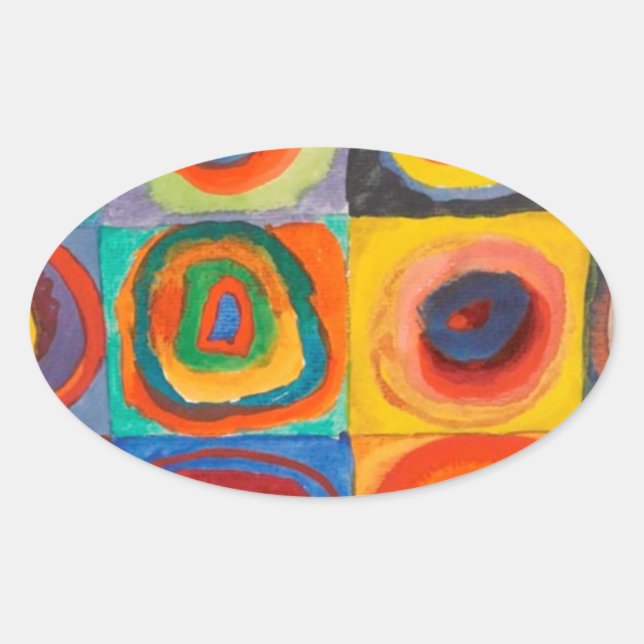 Kandinsky Squares Concentric Circles Oval Sticker (Front)