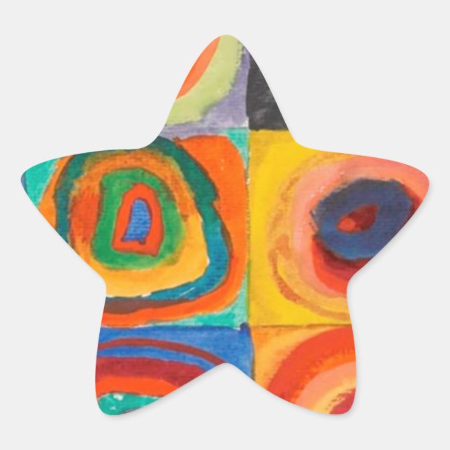 Kandinsky Squares Concentric Circles Star Sticker (Front)