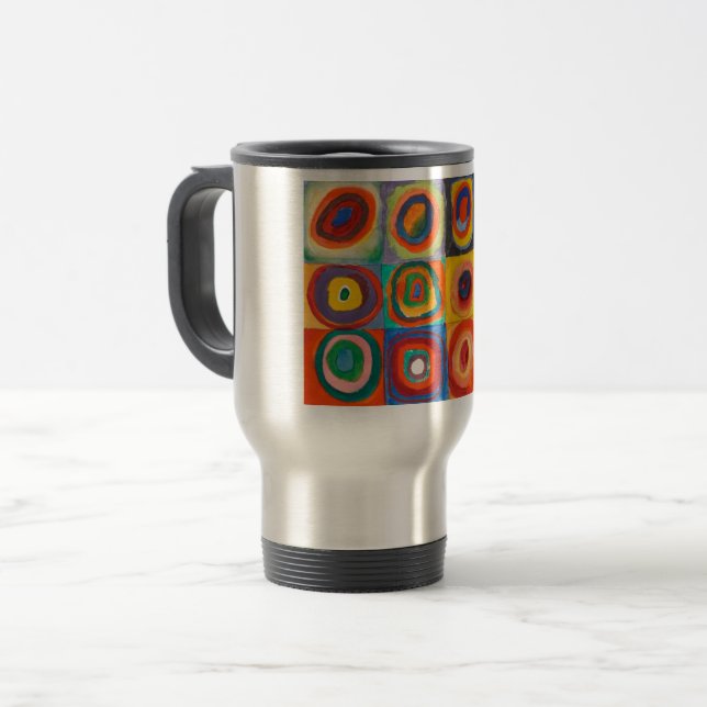 Kandinsky Squares Concentric Circles Travel Mug (Front Left)