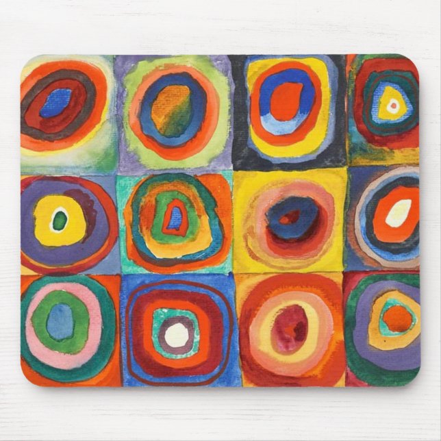 Kandinsky - Squares with Concentric Circles Mouse Mat (Front)