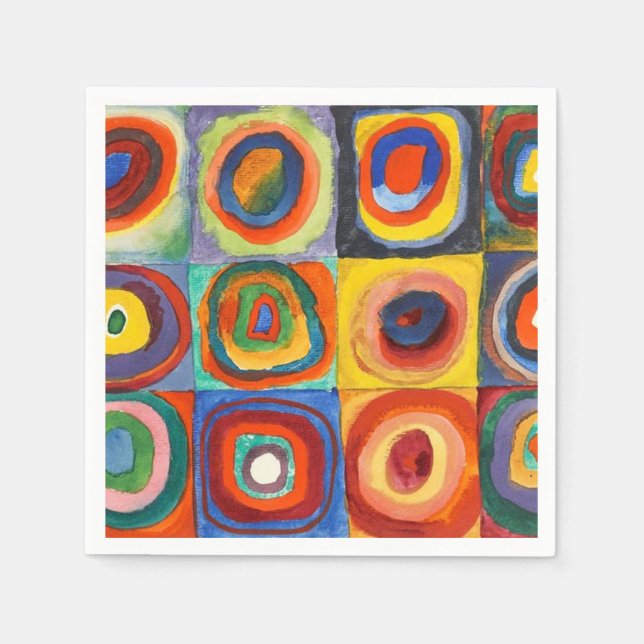 Kandinsky - Squares with Concentric Circles Napkin (Front)