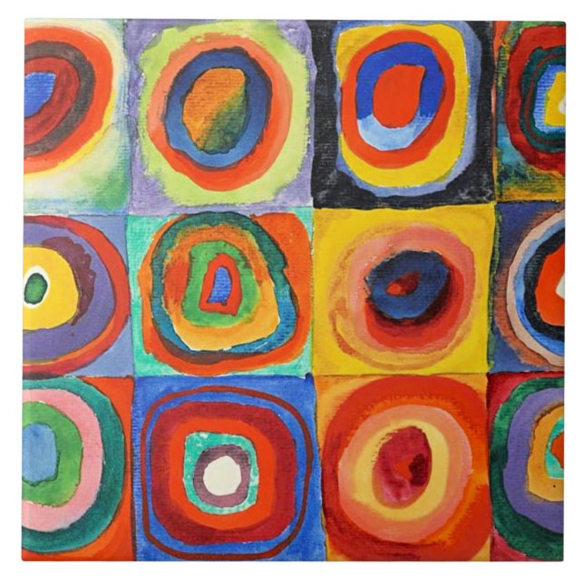 Kandinsky - Squares with Concentric Circles Tile (Front)