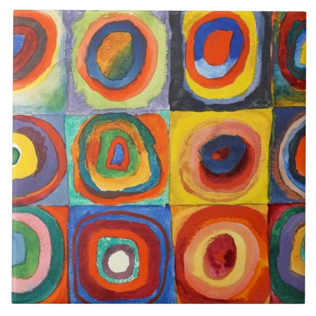 Kandinsky - Squares with Concentric Circles Tile (Front)