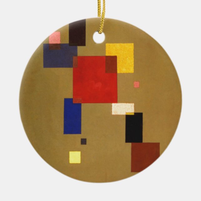 Kandinsky Thirteen Rectangles Abstract Painting Ceramic Tree Decoration (Front)