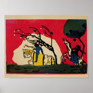 Kandinsky - Two Riders against a red background Poster