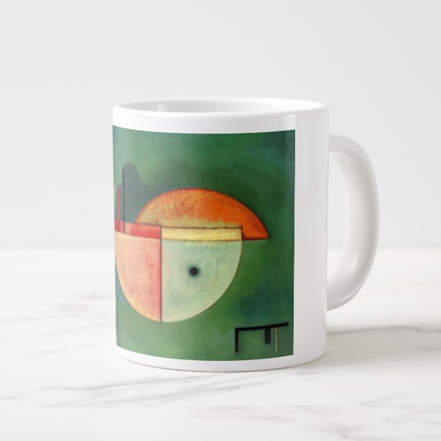 Kandinsky Upward Abstract Painting Green Large Coffee Mug (Front Right)