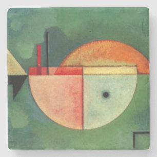 Kandinsky Upward Abstract Painting Green Stone Coaster