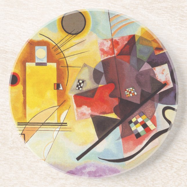 Kandinsky Yellow Red Blue Abstract Painting Coaster (Front)