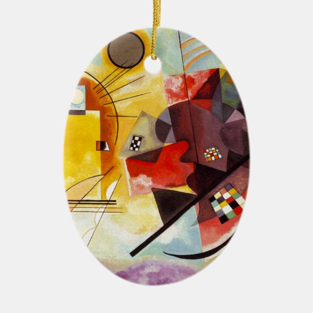 Kandinsky Yellow Red Blue Ceramic Tree Decoration (Front)