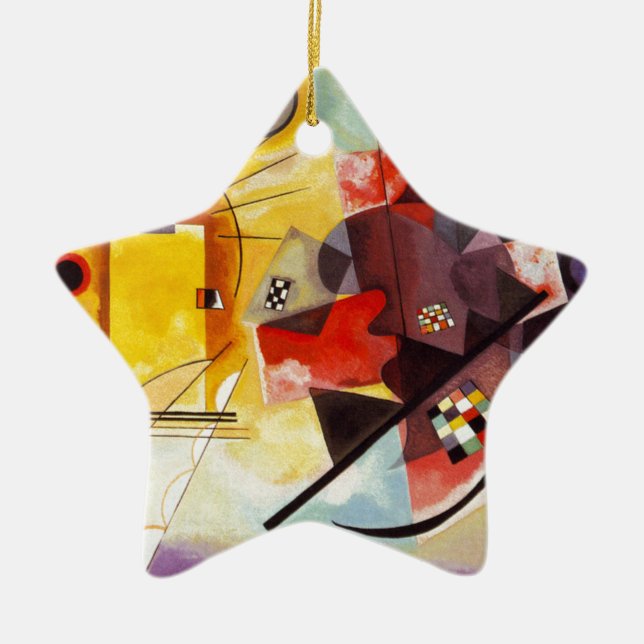 Kandinsky Yellow Red Blue Ceramic Tree Decoration (Front)