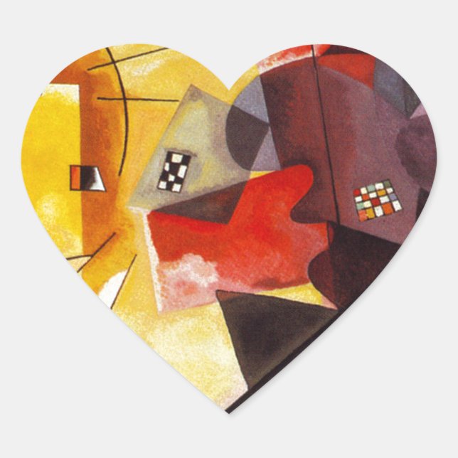 Kandinsky Yellow Red Blue Heart Sticker (Front)