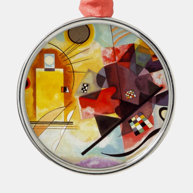 Kandinsky Yellow Red Blue Metal Tree Decoration (Front)