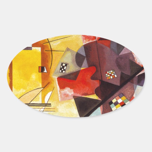 Kandinsky Yellow Red Blue Oval Sticker (Front)