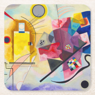 Kandinsky Yellow-Red-Blue Square Paper Coaster