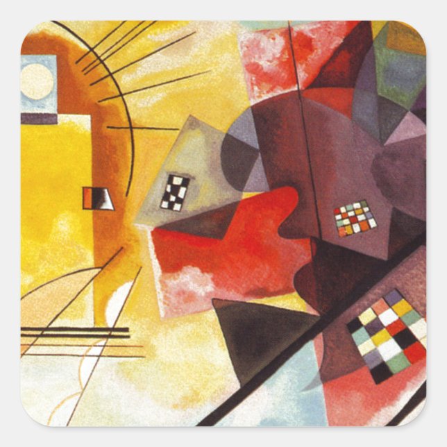 Kandinsky Yellow Red Blue Square Sticker (Front)