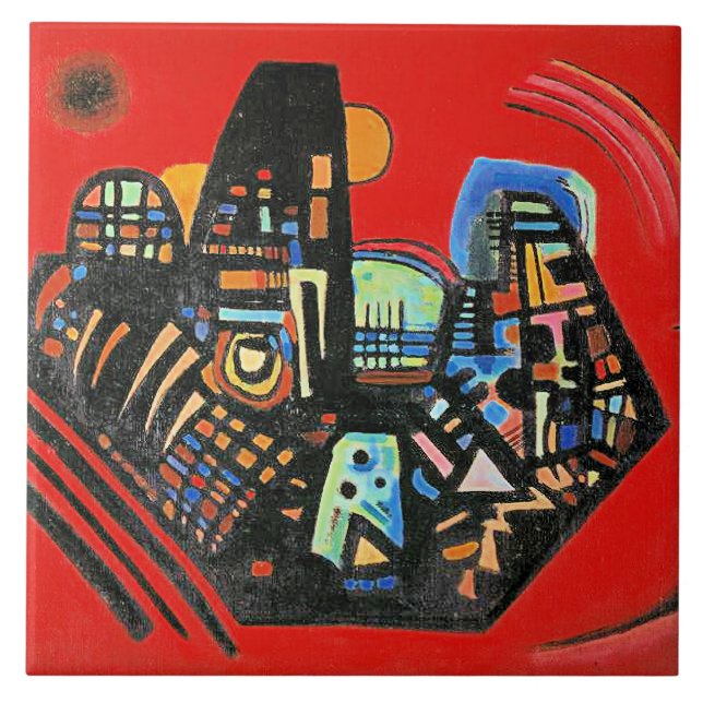 Kandinsky's abstract art, Black-Red, Tile (Front)