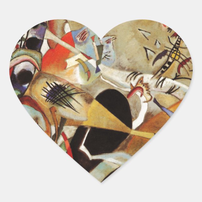 Kandinsky's Abstract Composition Heart Sticker (Front)