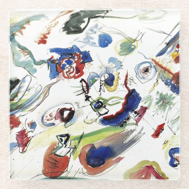 Kandinsky's Abstract Painting Artwork Glass Coaster (Front)