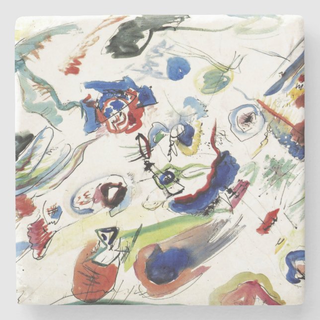 Kandinsky's Abstract Painting Artwork Stone Coaster (Front)