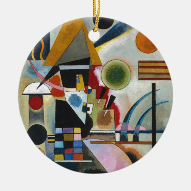 Kandinsky's Abstract Painting Swinging Ceramic Tree Decoration (Front)
