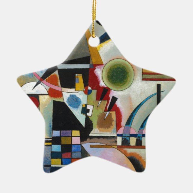 Kandinsky's Abstract Painting Swinging Ceramic Tree Decoration (Front)