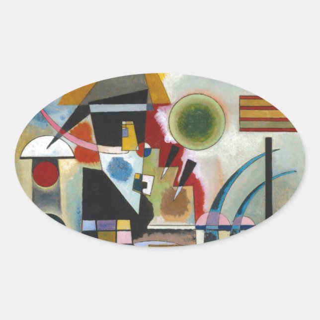 Kandinsky's Abstract Painting Swinging Oval Sticker (Front)