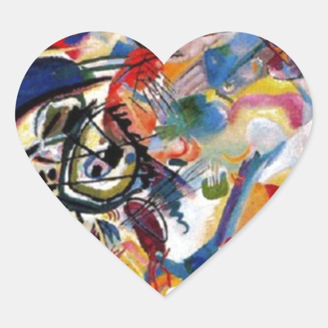 Kandinsky's Composition VII Heart Sticker (Front)