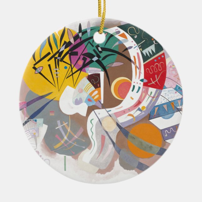 Kandinsky's Dominant Curve Abstract Ceramic Tree Decoration (Front)