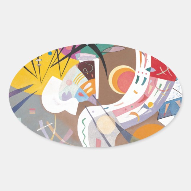 Kandinsky's Dominant Curve Abstract Oval Sticker (Front)