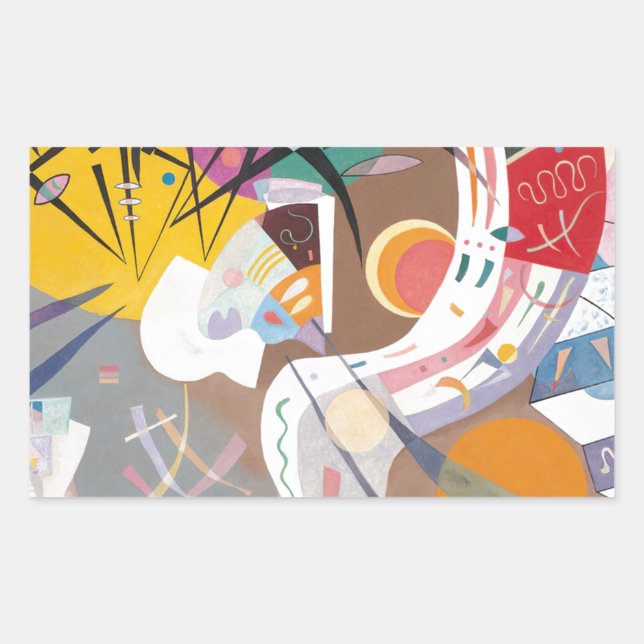 Kandinsky's Dominant Curve Abstract Rectangular Sticker (Front)